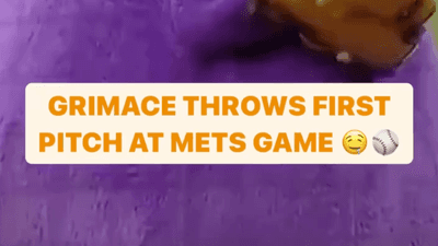 Grimace throws first pitch at Mets game