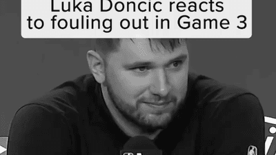Luka Doncic reacts to fouling out in Game 3
